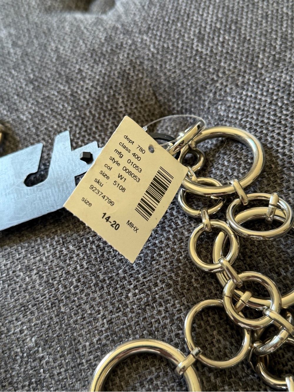 NWT Y2K Lane Bryant Multi-Ring Chain Belt in Silver - Picture 3 of 4